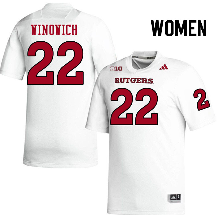Women #22 Gabe Winowich Rutgers Scarlet Knights 2024 College Football Jerseys Stitched-White